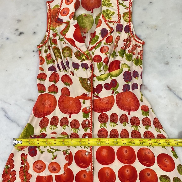 Vintage 90s Y2K πππππRARE Betsey Johnson White Silk Fruit Dress, Size 6 - Picture 16 of 16